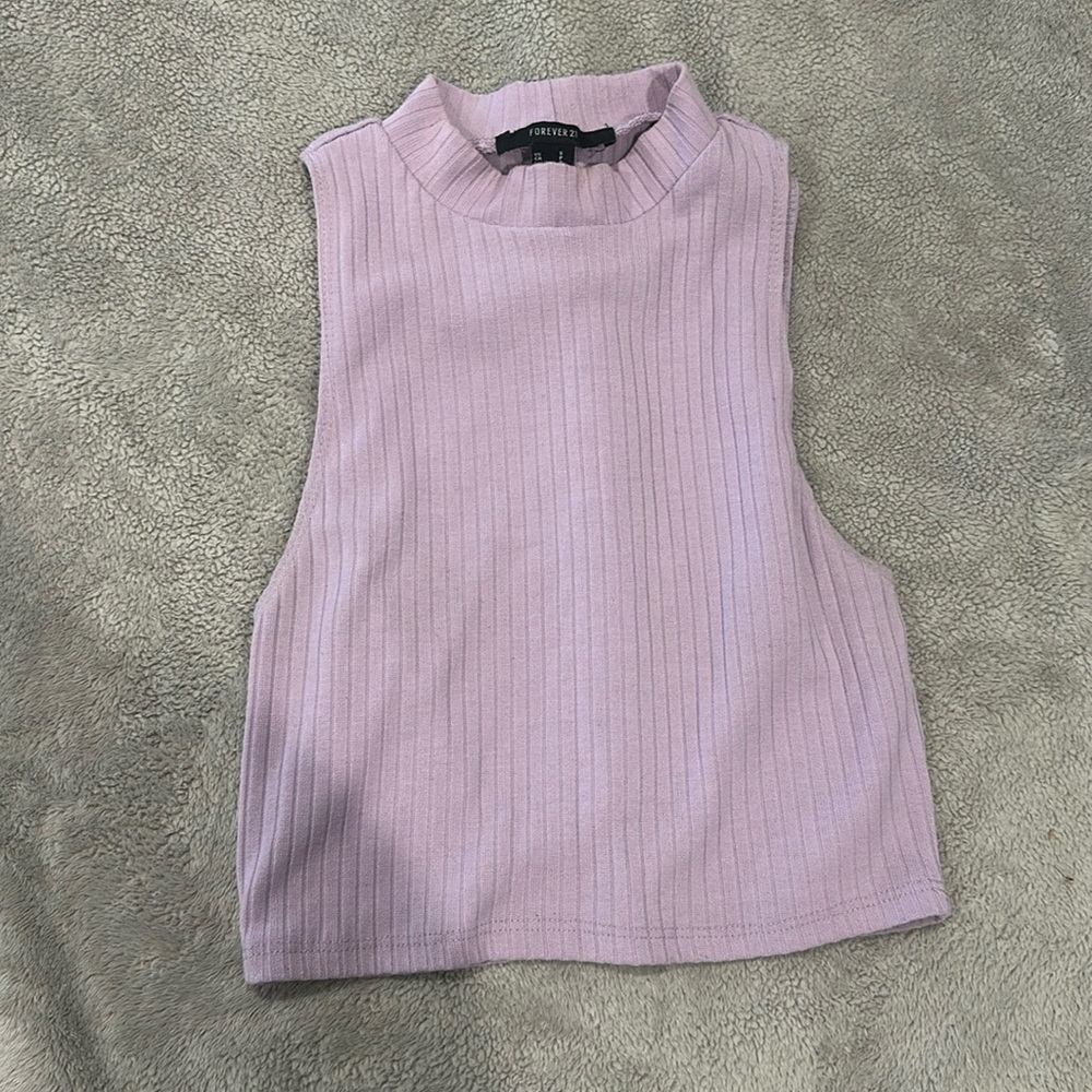 Forever21 Purple Sleeveless Crop top with micro turtlen